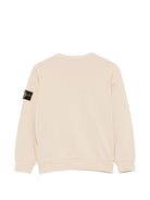 Felpa per bambino Stone Island Junior beige con applicazione logo sulla manica L1S166100017S0040 V0090 STONE ISLAND JUNIOR 