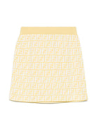 Gonna in maglia per bambina Fendi Kids giallo con monogramma FF all-over JFG201 AQUH F1R4R FENDI KIDS 