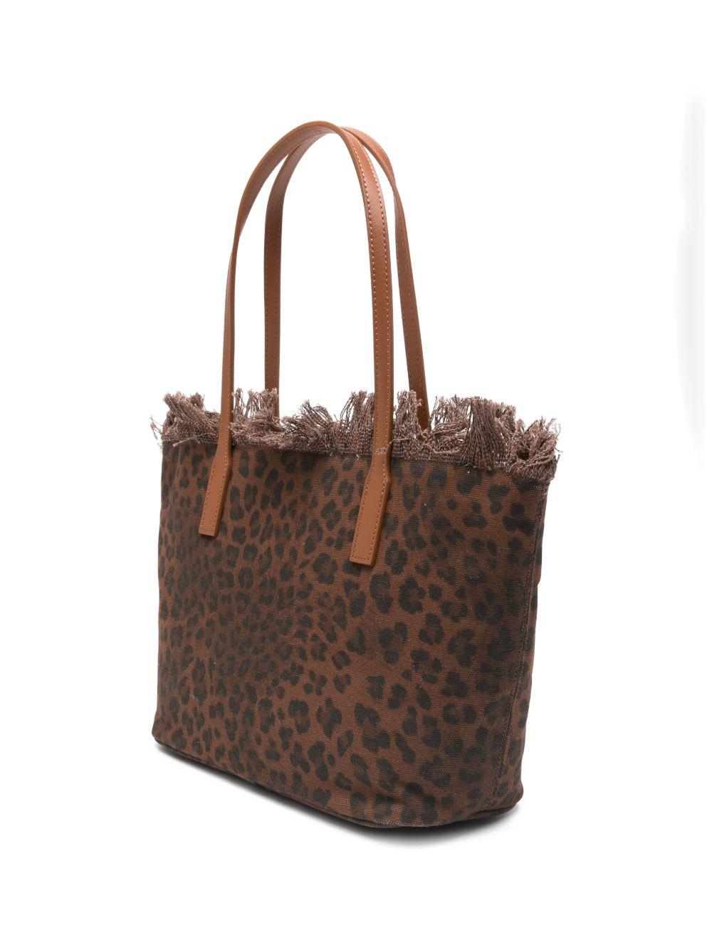 Borsa City Medium MC2 Saint Barth marrone animalier con frange CBMF001 00588L MC2 ST. BARTH KIDS 