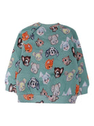 Felpa per neonato Molo verde Disc con stampa grafica all-over e maniche lunghe raglan 6W25J205 9399 MOLO 