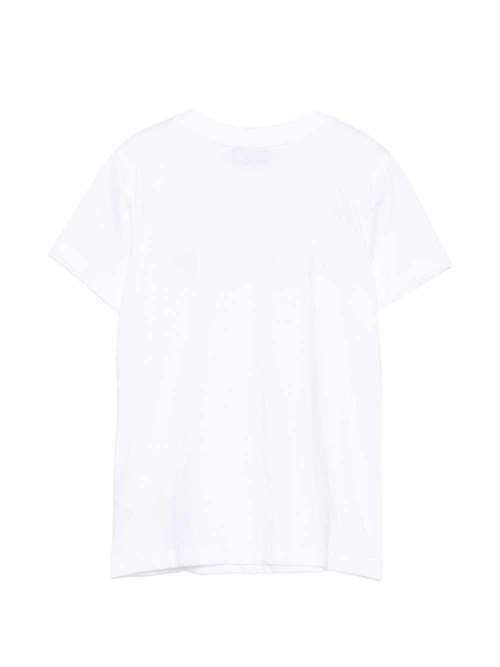 T-shirt per bambini Moschino Kids bianca con stampa logo sul davanti H8M058LAA10 10101 MOSCHINO KIDS 