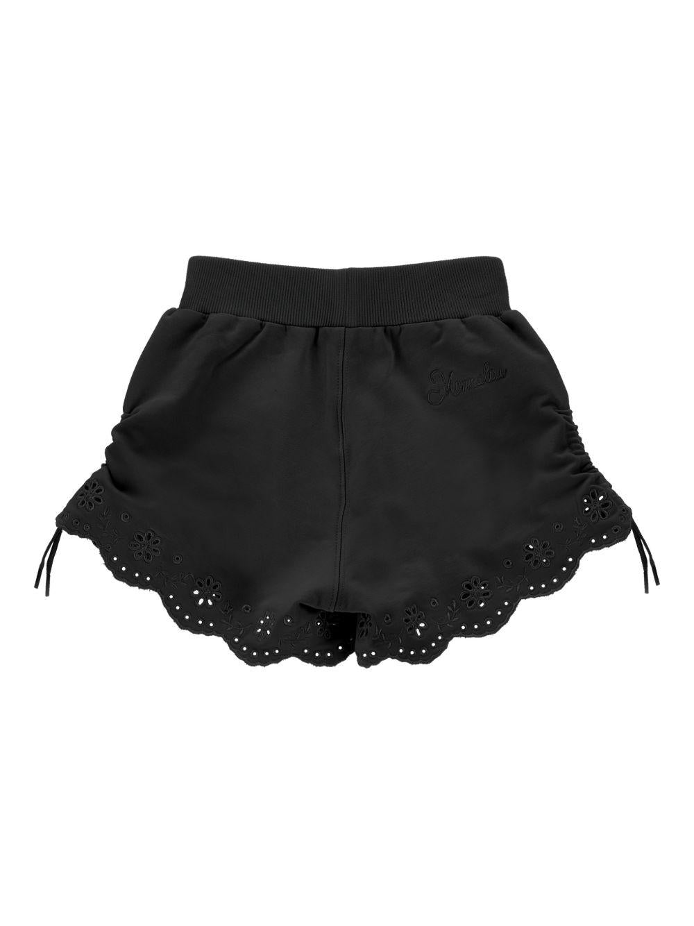 Shorts per bambina Monnalisa neri con orlo a smerlo 17G401 7014 0050 MONNALISA KIDS 