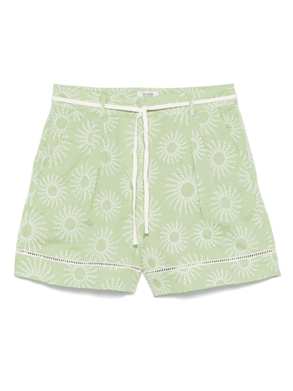 Shorts per donna Scotch & Soda verde con ricamo a fiori UFJ00604N 357 SCOTCH DONNA 