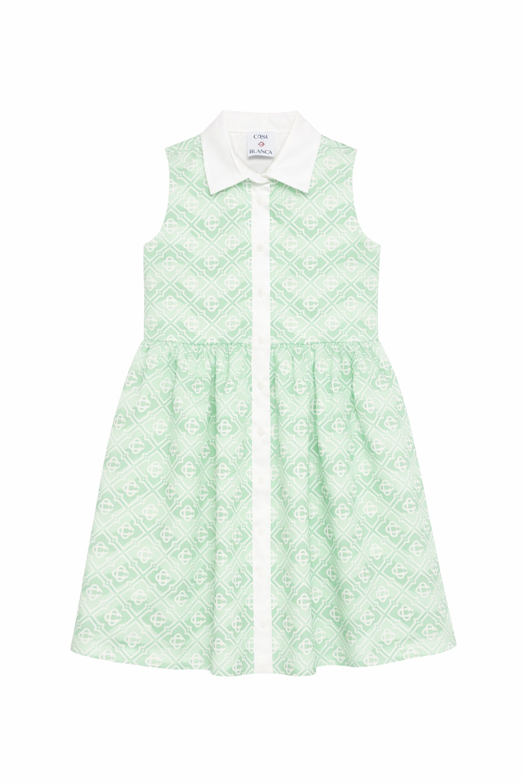 Abito per bambina Casablanca Kids verde con motivo monogramma KSP26DR15601 WAVY MONOGRAM CASABLANCA KIDS 