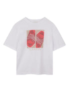 T-shirt per bambino Lanvin Enfant bianca con stampa sneakers N30363 10P LANVIN KIDS 