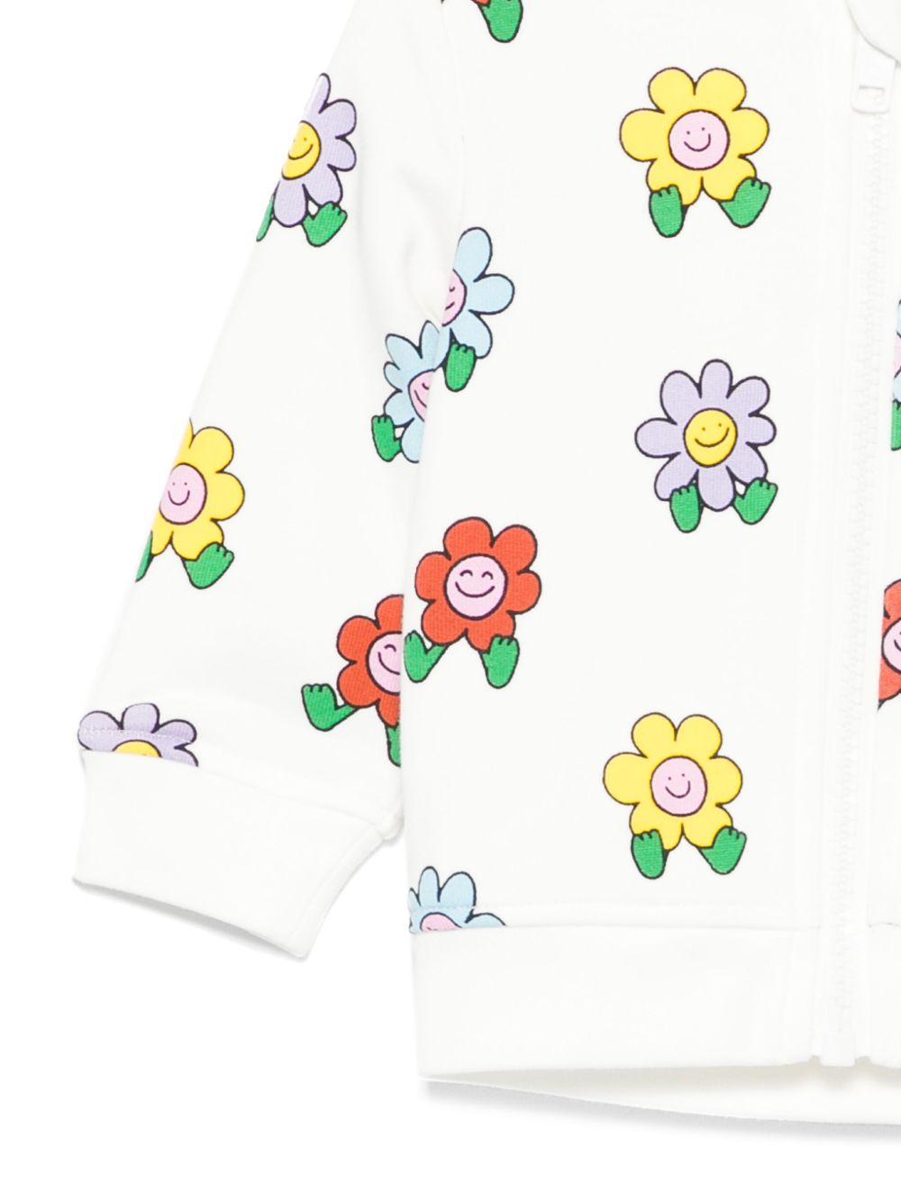 Felpa per neonata Stella McCartney Kids bianco con stampa floreale e cappuccio TX4030 Z3208 101MC STELLA McCARTNEY KIDS 