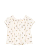 T-shirt per neonata Bonpoint beige con stampa fiori all-over S06XBLW00005 503 BONPOINT KIDS 