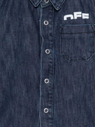 Camicie per neonato Off-White Kids denim con logo stampato e tasca sul petto OBDX001F25DEN001 3401 OFF WHITE KIDS 