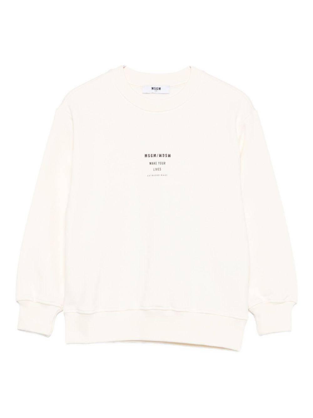 Felpa per bambino MSGM Kids bianco con stampa logo sul davanti F5MSJBSW214 013 MSGM KIDS 