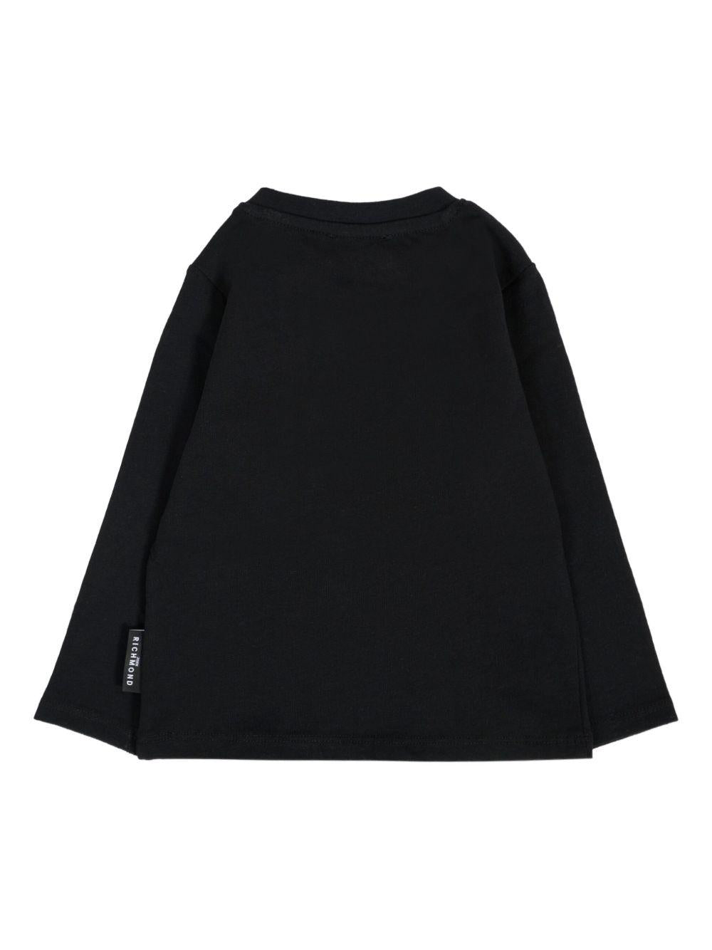 T-shirt per neonati John Richmond Junior nero con logo sul davanti RIA25012TS BLACK JOHN RICHMOND JUNIOR 
