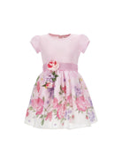 Abito per bambina Monnalisa rosa con applicazione a fiori 11G909 7622 0090 MONNALISA KIDS 
