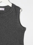 Top per bambina Brunello Cucinelli Kids grigio a girocollo B0R41T852 C080 BRUNELLO CUCINELLI KIDS 