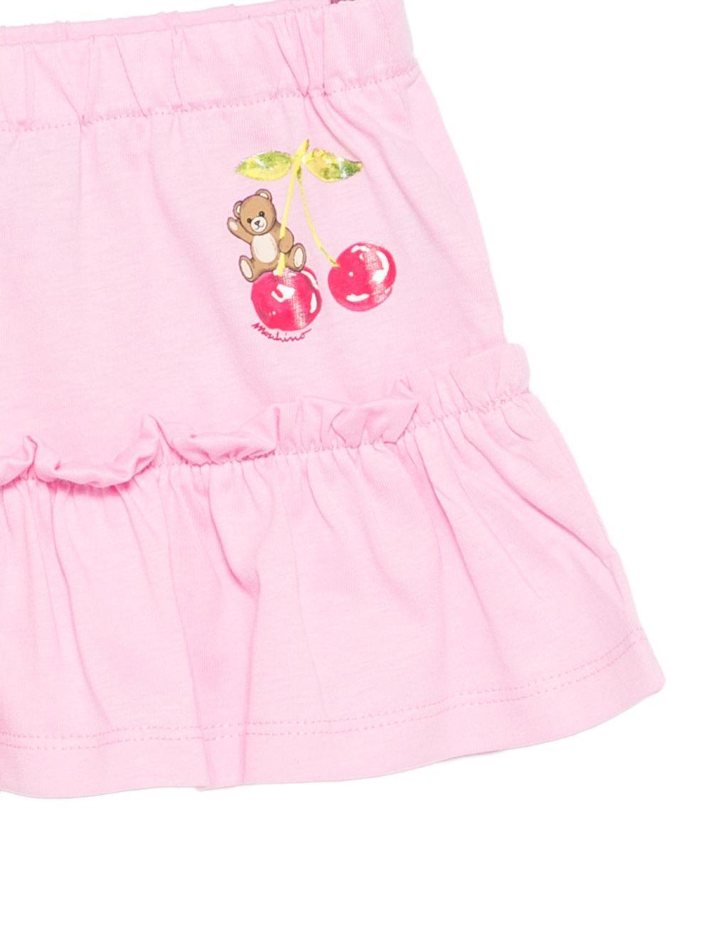 Gonna per neonata Moschino Kids rosa con stampa ciliegie MDJ01OLAA02 51473 MOSCHINO KIDS 