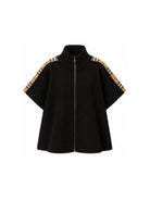 Mantella in lana per bambini Burberry Kids nera con finiture a quadri 8129887 C1462 BURBERRY KIDS 