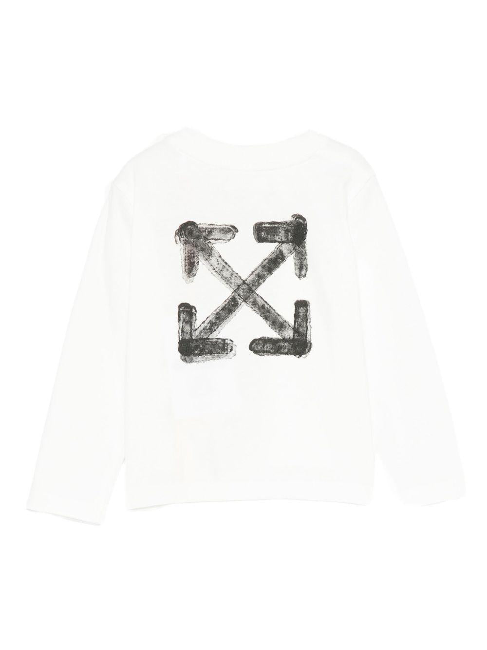 T-shirt per neonato Off-White Kids bianca con logo stampato e maniche lunghe OBX1001F25JER002 0110 OFF WHITE KIDS 