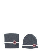 Sciarpa e berretto per neonato Emporio Armani Kids grigio con logo intarsiato EB001679 AF27314 O8035 EMPORIO ARMANI KIDS 