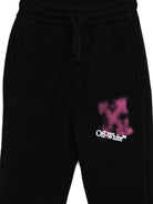 Pantaloni sportivi per bambina Off-White Kids neri con stampa effetto vernice spray OGCH001F25FLE001 1032 OFF WHITE KIDS 