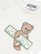 T-shirt per neonati Moschino Kids bianca con stampa orsetto MOM031LFA07 10063 MOSCHINO KIDS 