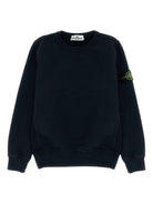Felpa per bambino Stone Island Kids nera con applicazione sulla manica L2S166100001S0A20 V0029 STONE ISLAND KIDS 