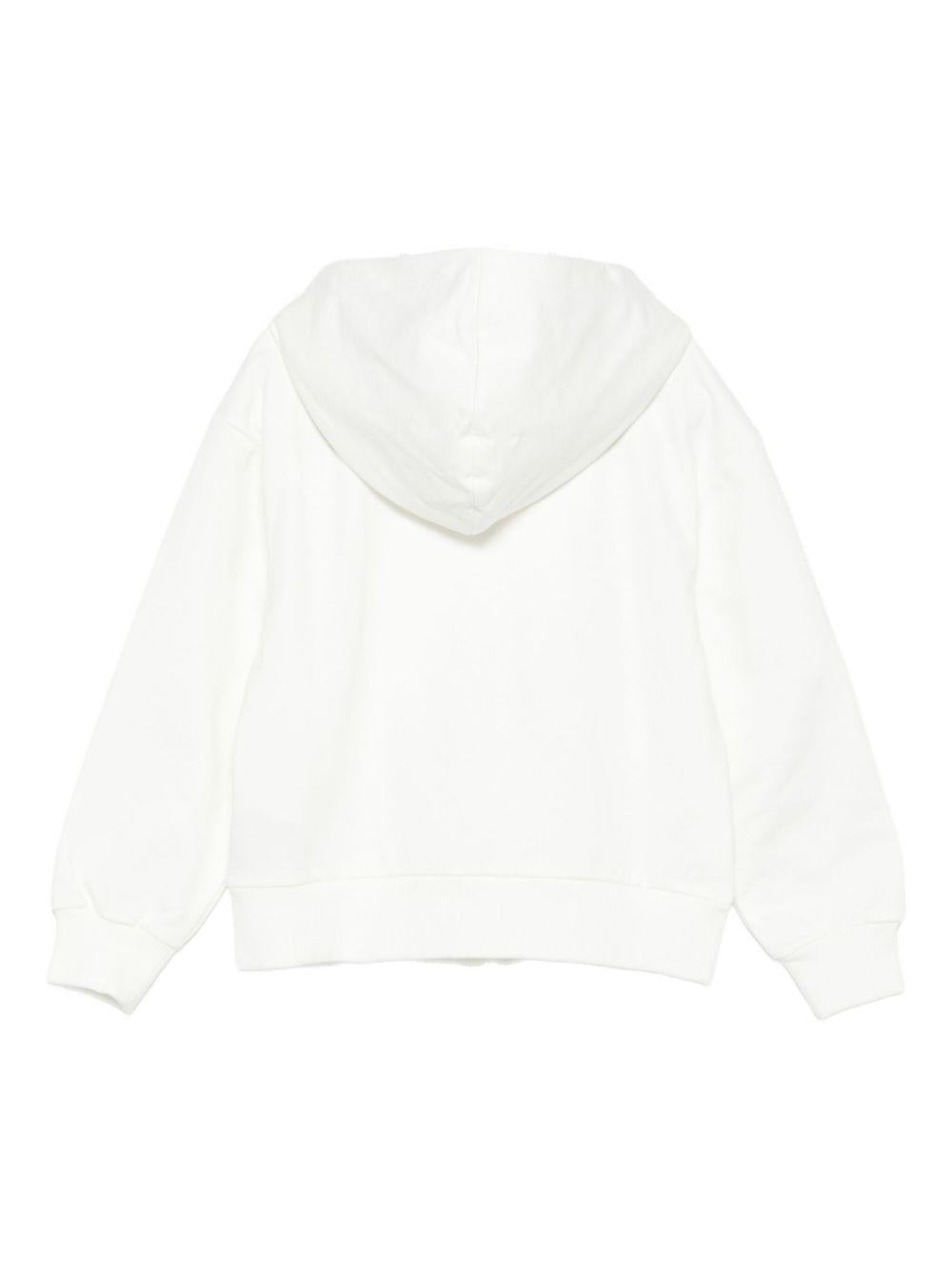 Felpa per bambini Moschino Kids bianco con chiusura con zip HUF09ELCA40 10063 MOSCHINO KIDS 