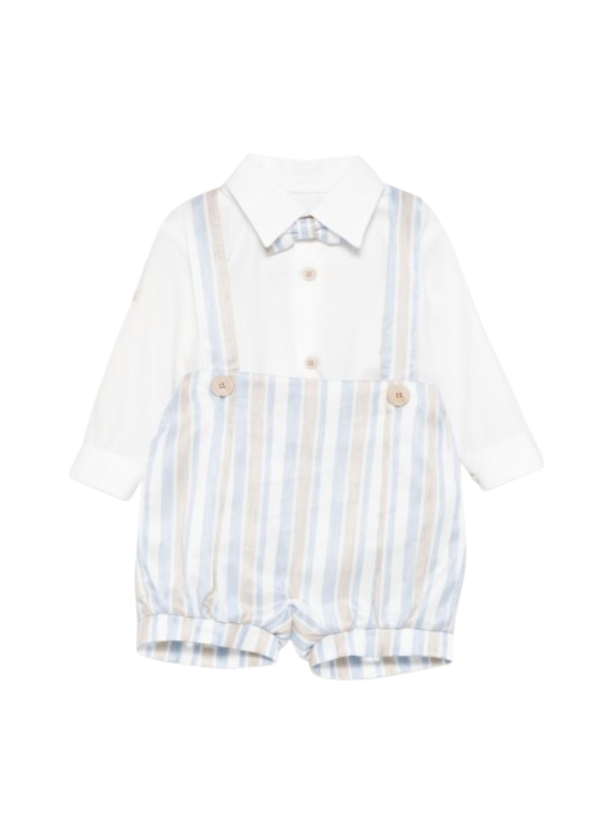 Set camicia e salopette per neonato Colorichiari bianco a righe (2 pezzi) MN308398 4885 53 COLORICHIARI KIDS 