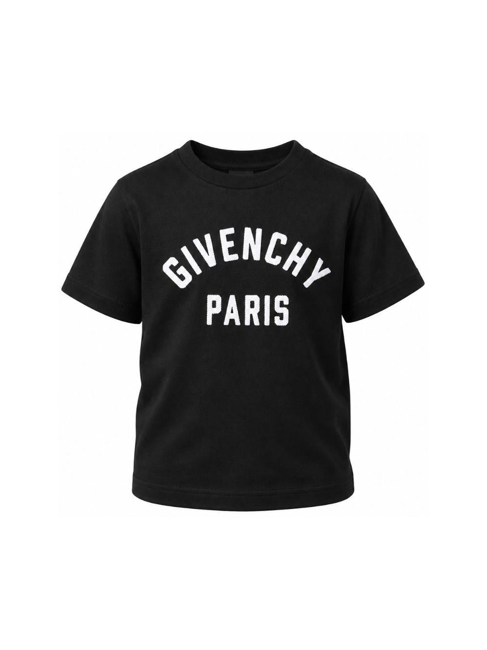 T-shirt per bambini Givenchy Kids nera con stampa logo sul davanti H31345 09B GIVENCHY KIDS 