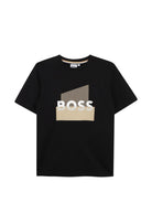 T-shirt per bambino Boss Kids nero con stampa grafica J52978 09B BOSS KIDS 