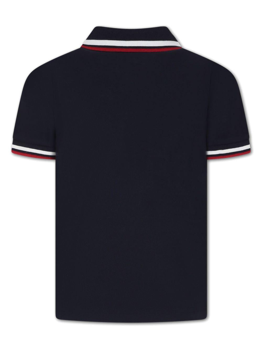T-shirt per bambino Moncler Enfant blu con colletto stile polo L19548A000128496W 778 MONCLER KIDS 