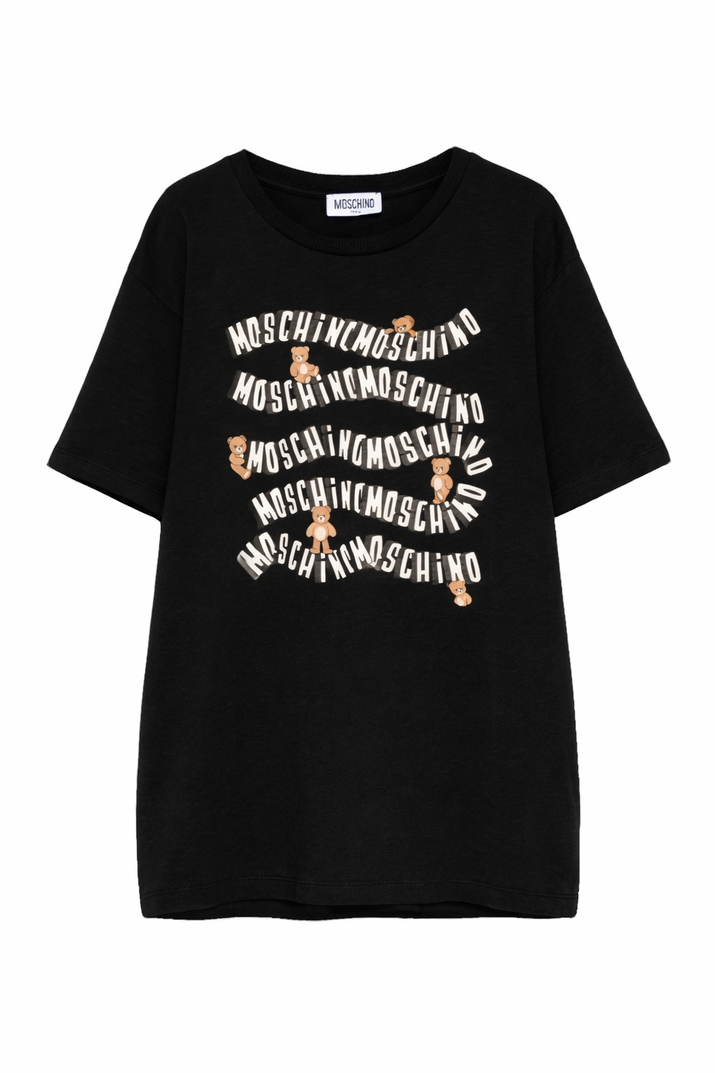 T-shirt per bambini Moschino Kids nera con stampa grafica sul davanti HXM05GLAA52 60100 MOSCHINO KIDS 