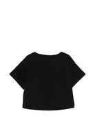 T-shirt per bambina Moschino Kids nera con logo sul davanti HDM070LAA02 60100 MOSCHINO KIDS 