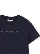 T-shirt per bambina Michael Kors Kids blu con stampa logo R30602 849 MICHAEL KORS KIDS 