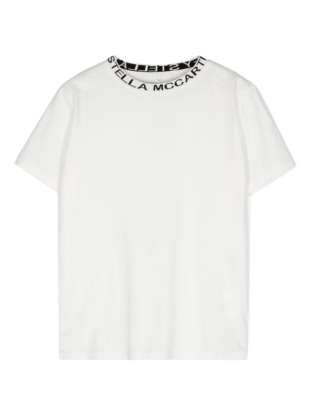 T-shirt per bambina Stella McCartney Kids bianca con logo sul davanti TV8P71 Z0434 101 STELLA McCARTNEY KIDS 