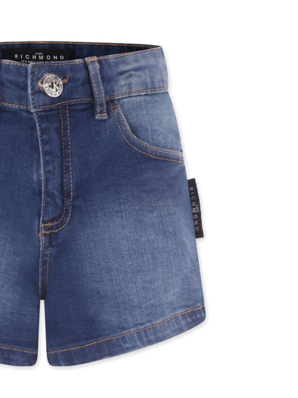 Pantaloncini per bambina John Richmond Junior in denim con stampa logo RGP25014SH DENIM BLUE MEDIUM JOHN RICHMOND JUNIOR 