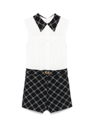 Tuta corta per bambina Elisabetta Franchi La Mia Bambina bianco con logo jacquard EFTA1000GA018 D388 ElISABETTA FRANCHI 