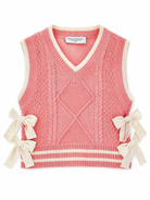 Gilet per bambina Philosophy di Lorenzo Serafini Kids rosa con maglia intrecciata I9G306 7034 0093 PHILOSOPHY KIDS 