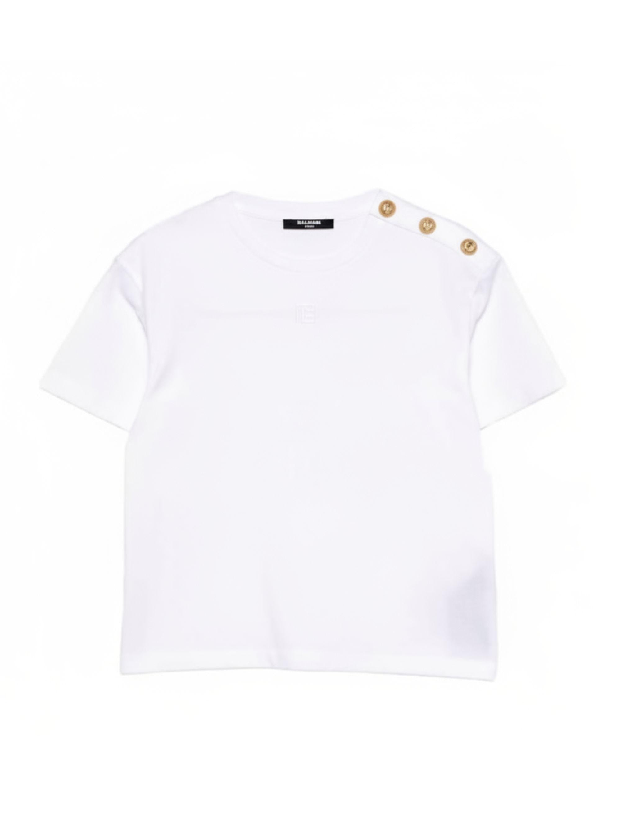 T-shirt per bambini Balmain Kids bianca con dettaglio bottoni BY8P91 Z3658 100BC BALMAIN KIDS 