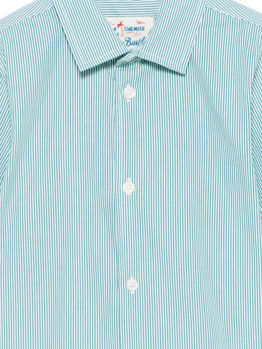 Camicia a righe per bambino MC2 Saint Barth Kids verde con stampa di Snoopy dei Peanuts SIF0001 02847L MC2 ST. BARTH KIDS 