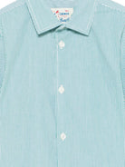 Camicia a righe per bambino MC2 Saint Barth Kids verde con stampa di Snoopy dei Peanuts SIF0001 02847L MC2 ST. BARTH KIDS 