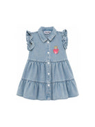 Abito per neonata Moschino Kids in denim con design a strati MDV0D9L0E34 40186 MOSCHINO KIDS 