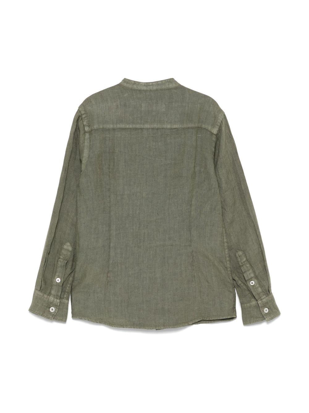 Camicia in lino per bambino Paolo Pecora Kids verde con logo ricamato PP4031 OLIVA PAOLO PECORA KIDS 