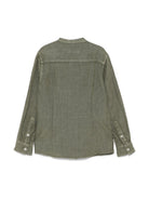 Camicia in lino per bambino Paolo Pecora Kids verde con logo ricamato PP4031 OLIVA PAOLO PECORA KIDS 