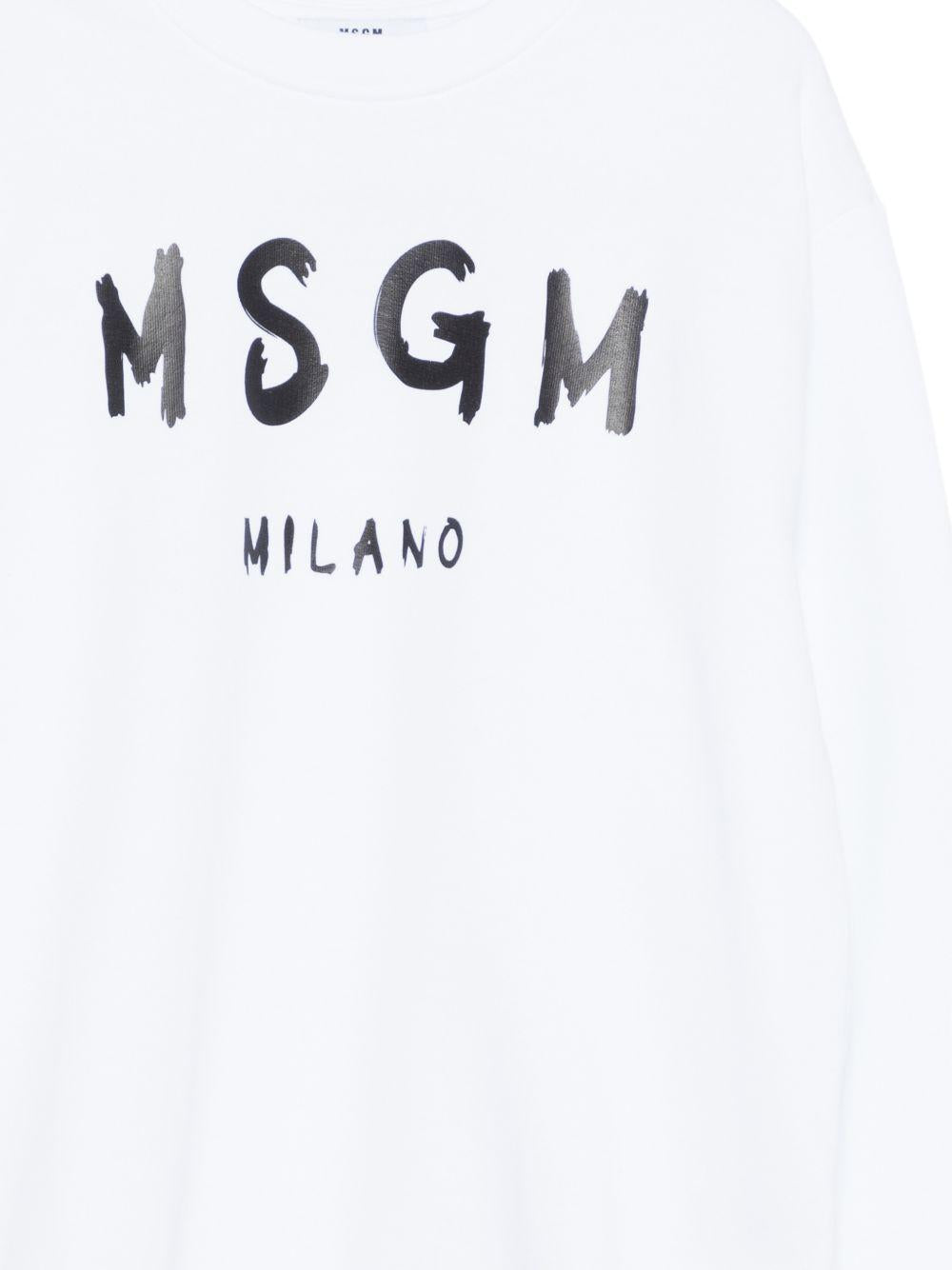 Felpa per bambino MSGM Kids bianca con stampa logo S6MSJUSW007 001 MSGM KIDS 