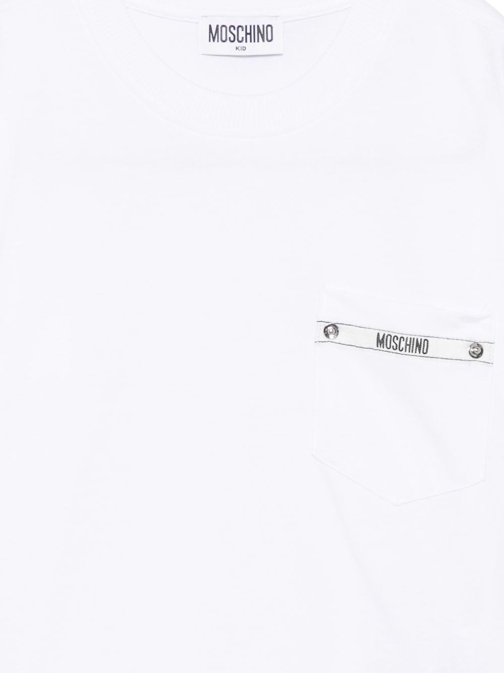 T-shirt per bambino Moschino Kids bianca con taschino sul petto HUM060LAA57 10101 MOSCHINO KIDS 