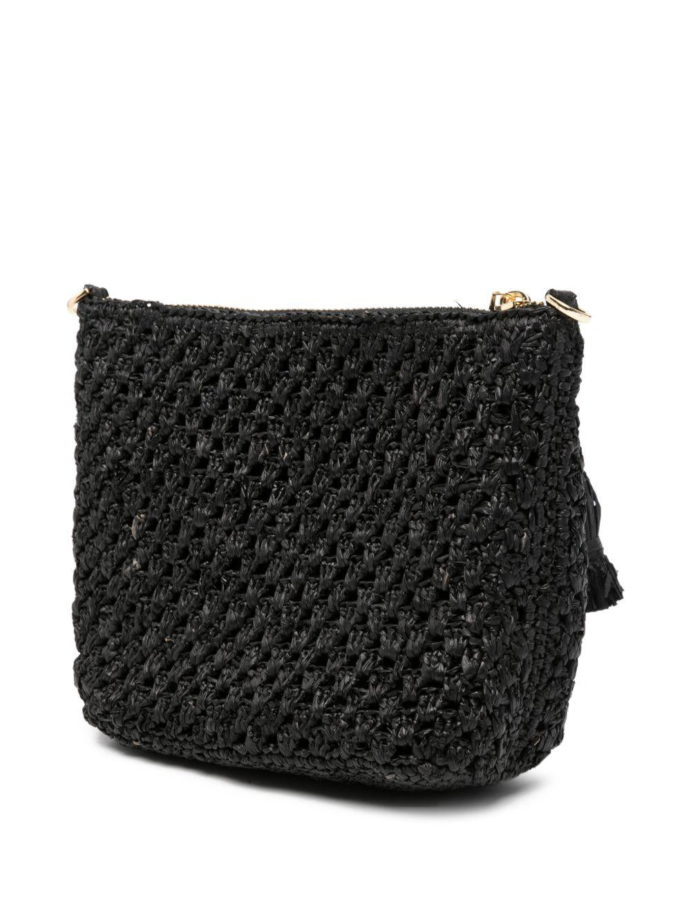 Pouch in rafia MC2 Saint Barth nero con ricamo logo RAFP001 09036L MC2 ST. BARTH KIDS 