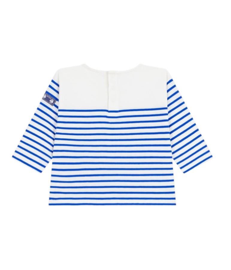T-shirt per neonato Petit Bateau azzurra con design a righe A0F5F 01 PETIT BATEAU 