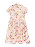 Abito con stampa floreale per bambina Versace Kids rosa con chiusura laterale nascosta 10181421A13110 5PC00 VERSACE KIDS 