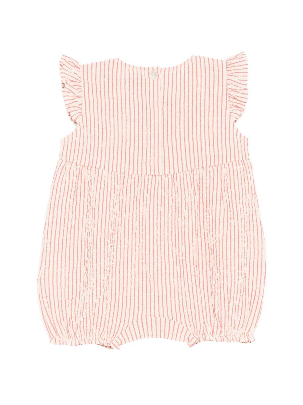 Tutina per neonata Konges Slojd beige con volant e ricami di ciliegie KS105345 AMOUR STRIPE KONGES SLOJD KIDS 