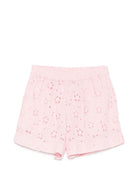 Shorts da donna MC2 Saint Barth rosa in pizzo sangallo con fondo smerlato MEA002 08866L MC2 ST. BARTH 