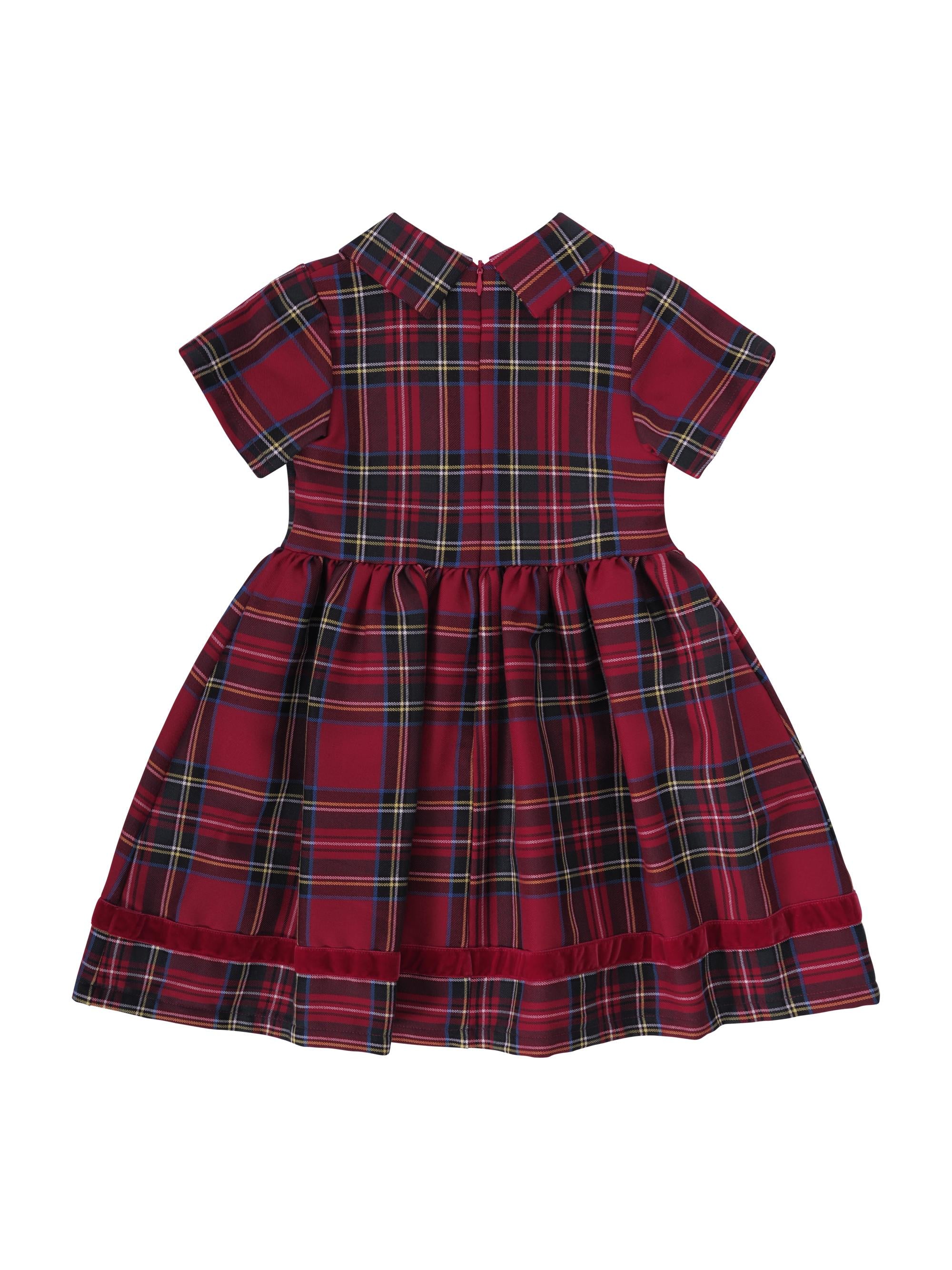 Abito per neonata Baroni rosso con motivo scozzese BA21018 ROSSO BARONI 