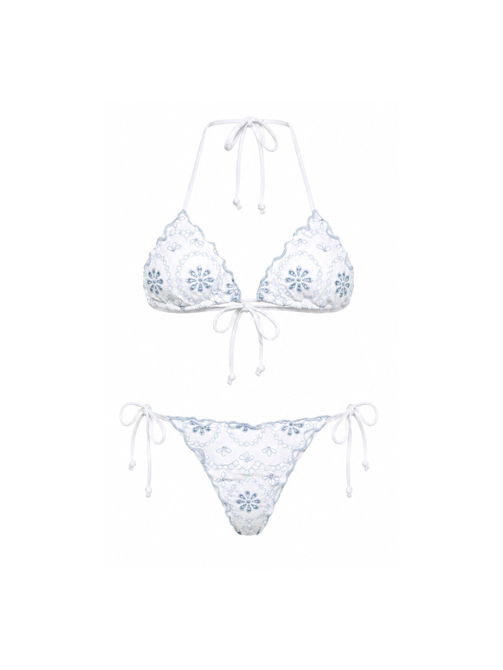 Bikini da donna MC2 Saint Barth bianco con motivo in pizzo sangallo SAGI001 08668L MC2 ST. BARTH 